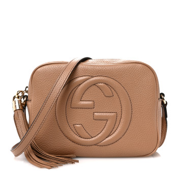 GUCCI Pebbled Calfskin Small Soho Disco Bag Rose Beige