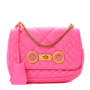 VERSACE Nappa Quilted Icon Shoulder Bag Pink