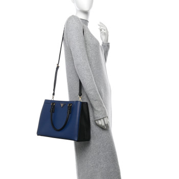 PRADA Saffiano Lux Medium Tote Bluette Black