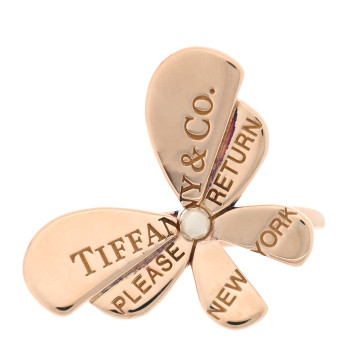 TIFFANY 18K Rose Gold Sterling Silver Return to Tiffany Love Bugs Butterfly Ring 49 5