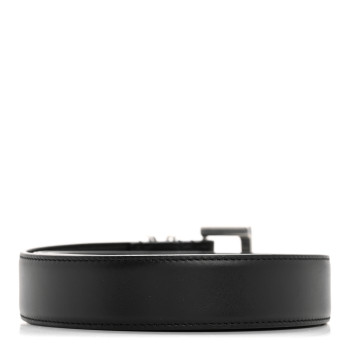 SAINT LAURENT Lambskin Monogram Cassandre Square Buckle Belt 100 40 Black