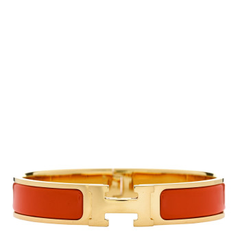HERMES Enamel Narrow Clic Clac H Bracelet GM Orange