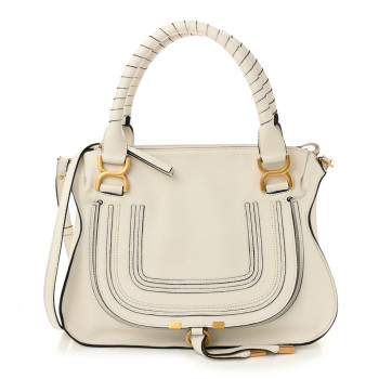 CHLOE Calfskin Medium Marcie Satchel White