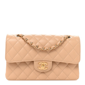 CHANEL Caviar Quilted Small Double Flap Dark Beige