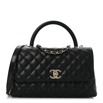 CHANEL Caviar Quilted Small Coco Handle Flap Black