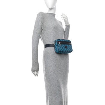 GUCCI Monogram Multicolor Textured Calfskin Retro Interlocking G Belt Bag 90 36 Light Blue