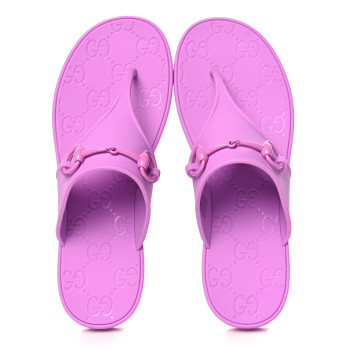 GUCCI Rubber Womens Horsebit Thong Sandals 38 Candy Mousse