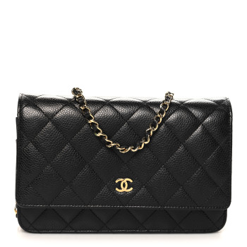 CHANEL Caviar Quilted Wallet on Chain WOC Black