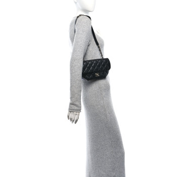 CHANEL Calfskin Quilted CC Uniform Flap Belt Bag Black