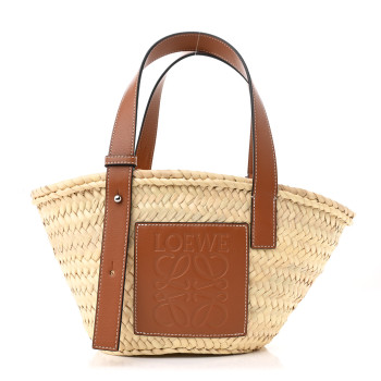 LOEWE Raffia Small Basket Tote Bag Natural Tan