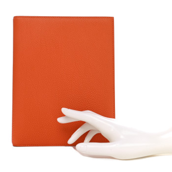 HERMES Togo Globe Trotter Agenda Cover GM Orange