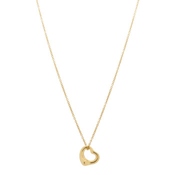 TIFFANY 18K Yellow Gold 11mm Elsa Peretti Open Heart Pendant Necklace