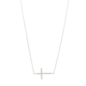 TIFFANY Sterling Silver Paloma Picasso Hammered Sideways Cross Pendant Necklace