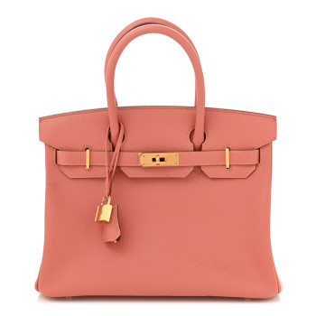 HERMES Chevre Mysore Horseshoe Birkin 30  Rose Thé Etoupe