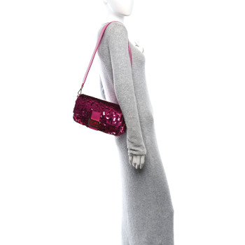 FENDI Sequin Paillettes Vitello Grace Sex and the City Baguette Ciclamino Pilar
