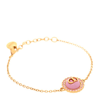 CHRISTIAN DIOR Metal Enamel Crystal CD Station Bracelet Pink