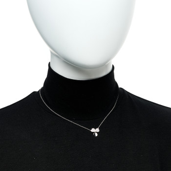 TIFFANY Platinum Diamond .17ctw Small Paper Flowers Pendant Necklace