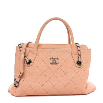 CHANEL Grained Vegetal Calfskin Small Urban Shopping Tote Beige CHANEL Grained Vegetal Calfskin Small Urban Shopping Tote Beige
