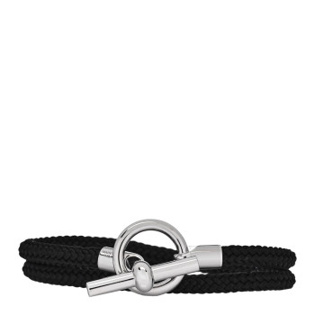 HERMES Silk Maxi Glenan Double Tour Bracelet Black