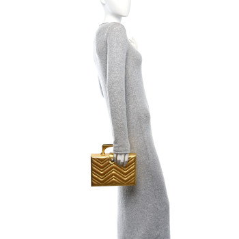 GUCCI Metallic Nappa Matelasse Broadway Top Handle Bag Gold