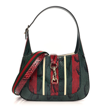 GUCCI Snakeskin Web Small Jackie 1961 Hobo Green