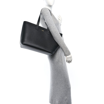 BURBERRY Grainy Calfskin Medium London Tote Bag Black