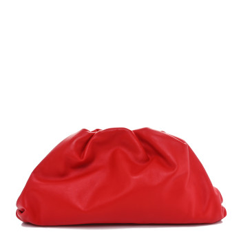 BOTTEGA VENETA Smooth Butter Calf The Pouch Oversized Clutch Bright Red