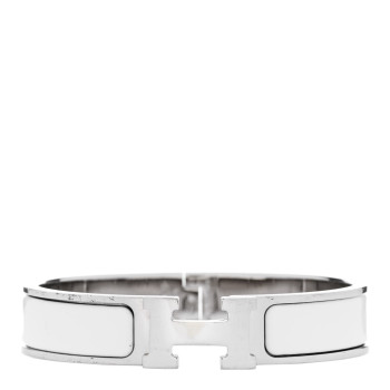 HERMES Enamel Narrow Clic Clac H Bracelet PM White