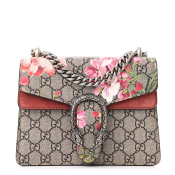 GUCCI GG Supreme Monogram Blooms Mini Dionysus Shoulder Bag Beige Multicolor Dry Rose