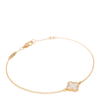 VAN CLEEF & ARPELS 18K Yellow Gold Mother of Pearl Sweet Alhambra Bracelet