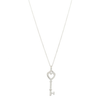 TIFFANY Sterling Silver Small Heart Key Pendant Necklace