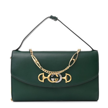 GUCCI Smooth Calfskin Small Zumi Top Handle Shoulder Bag Vintage Green
