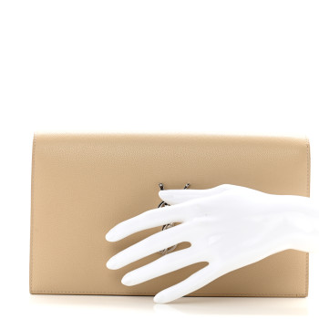 SAINT LAURENT Grain De Poudre Classic Kate Monogram Clutch Nude Powder