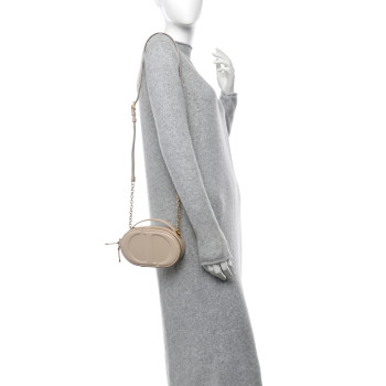 CHRISTIAN DIOR Calfskin CD Signature Oval Crossbody Camera Bag Caramel Beige CHRISTIAN DIOR Calfskin CD Signature Oval Crossbody Camera Bag Caramel Beige