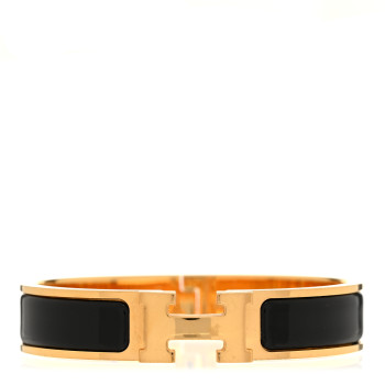 HERMES Enamel Narrow Clic Clac H Bracelet GM Black
