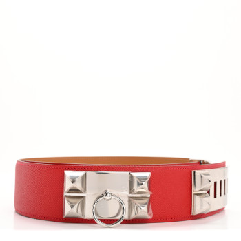 HERMES Epsom 50mm Collier De Chien CDC Belt 75 Rouge Casaque