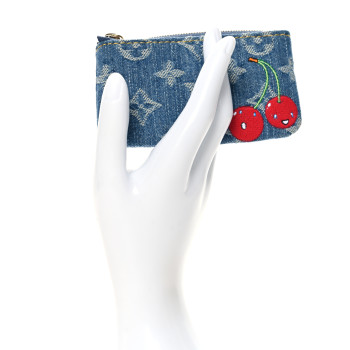 LOUIS VUITTON LV X TM Monogram Denim Cerises Key Pouch Blue