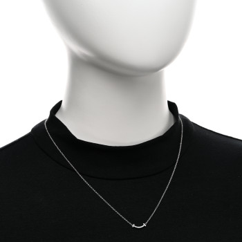 TIFFANY 18K White Gold Diamond Mini T Smile Pendant Necklace