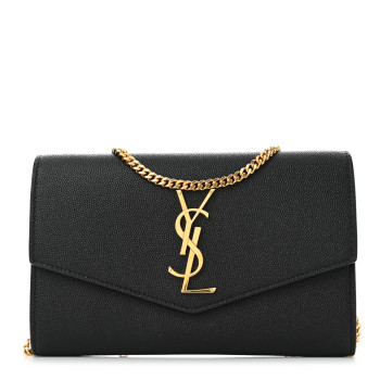 SAINT LAURENT Grain de Poudre Uptown Chain Wallet Black