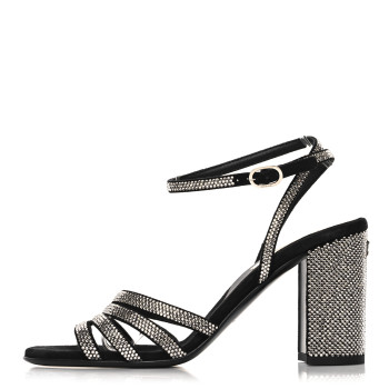 CHANEL Strass Suede Pumps 38.5 Black