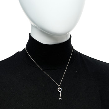 TIFFANY Sterling Silver Small Heart Key Pendant Necklace