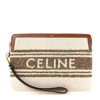 CELINE Jacquard Striped Calfskin Striped Small Pouch Tobacco Tan