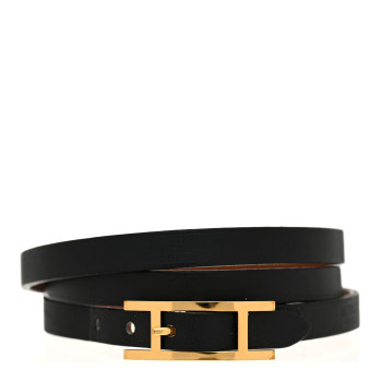 HERMES Chamonix Behapi Double Tour Bracelet S Black Fauve