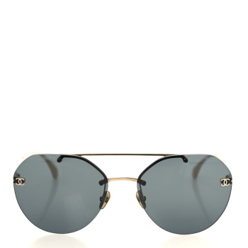 CHANEL Titanium CC Pilot Aviator Sunglasses 4272-T Gold