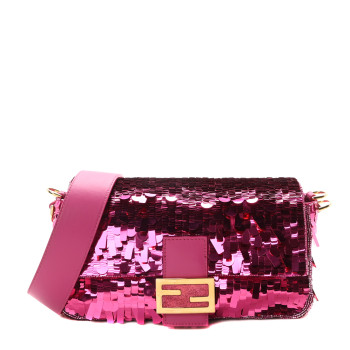 FENDI Sequin Paillettes Vitello Grace Sex and the City Baguette Ciclamino Pilar