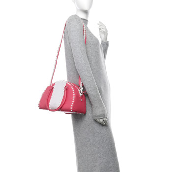 VALENTINO GARAVANI Vitello Colorblock Free Rockstud Top Handle Shoulder Bag Pink Optic White