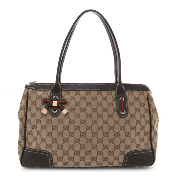 GUCCI Monogram Medium Princy Tote Dark Brown