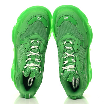 BALENCIAGA Fabric Mesh Clear Sole Mens Triple S Sneakers 42 Green