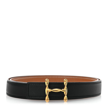 HERMES Swift Epsom 24mm H Torsade Belt 90 36 Black Gold
