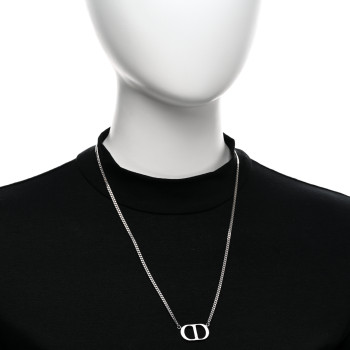 CHRISTIAN DIOR Sterling Silver CD Icon Pendant Necklace